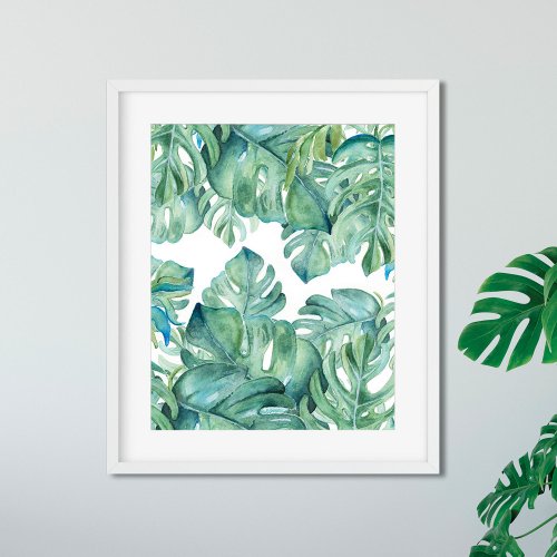 Tropical Swiss cheese Plant Watercolor Art Poster