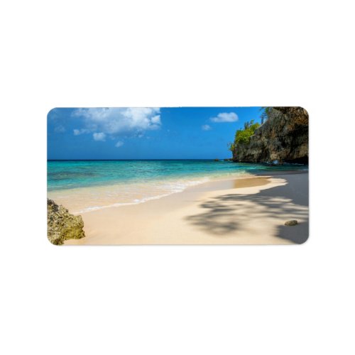Tropical Tahiti Sandy Island Beach  Label