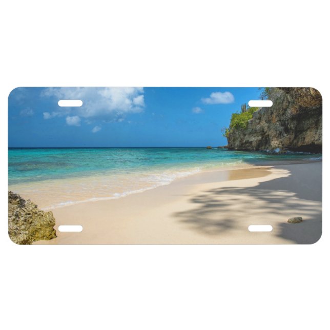 Tropical Tahiti Sandy Island Beach  License Plate (Front)