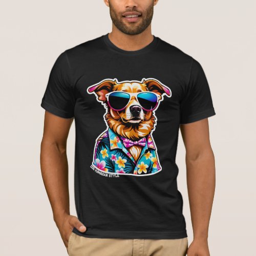Tropical Tails Canine Cool in Hawaiian Shades T_Shirt