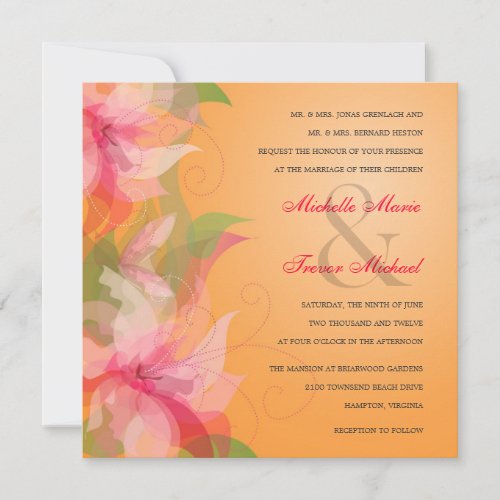 Tropical Tangerine &amp; Fuschia Wedding Invitations