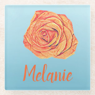 Tropical Tangerine Glass Coaster