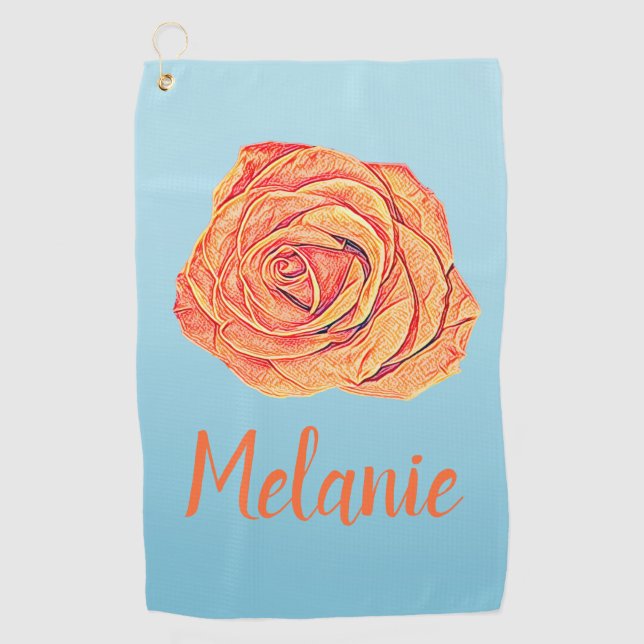 Tropical Tangerine Golf Towel (Front)