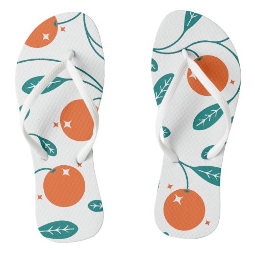 Tropical Tangerine Pattern Flip Flops