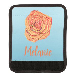 Tropical Tangerine Rose Luggage Handle Wrap
