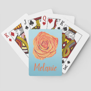 Tropical Tangerine Rose Poker Cards