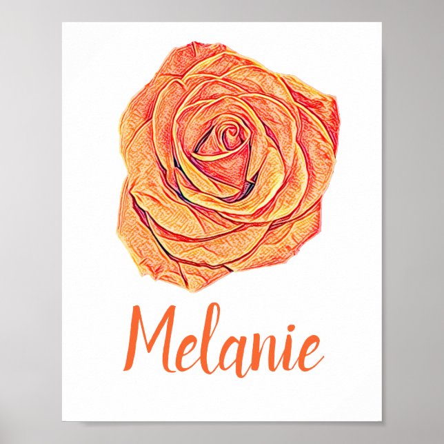 Tropical Tangerine Rose Poster (Front)