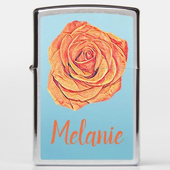 Tropical Tangerine Rose Zippo Lighter by CandiCreations at Zazzle