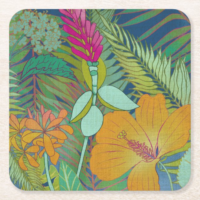 Tropical Tapestry II Square Paper Coaster (Front)