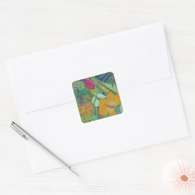 Tropical Tapestry II Square Sticker (Envelope)