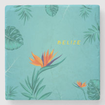 Tropical Teal Blue Green Palm Monogram Belize
