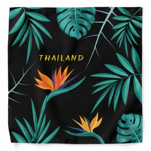 Tropical Teal Blue Green Palm Monogram Thailand Bandana