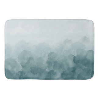 Tropical Teal Blue Watercolor Bathroom Mat