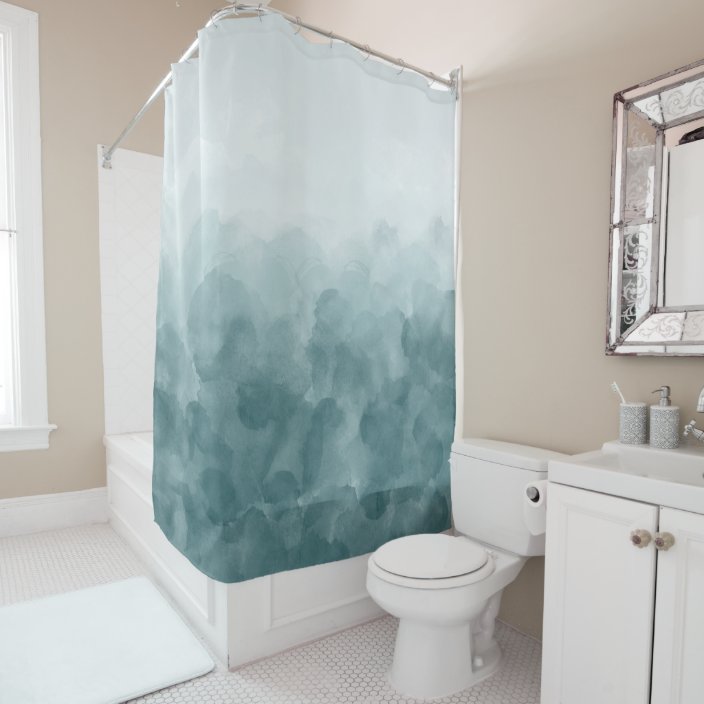 Tropical Teal Blue Watercolor Shower Curtain Zazzle Com