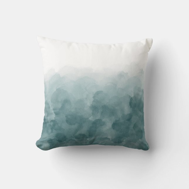 Tropical Teal Blue Watercolor Throw Pillow (Front)