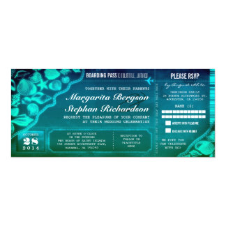 Tropical Teal Destination Wedding Tickets Card