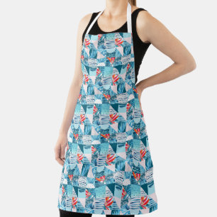 Tropical Teal Geometric Abstract Pattern Apron