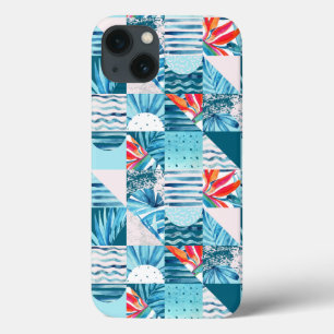 Tropical Teal Geometric Abstract Pattern iPhone 13 Case
