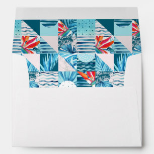 Tropical Teal Geometric Abstract Pattern Envelope