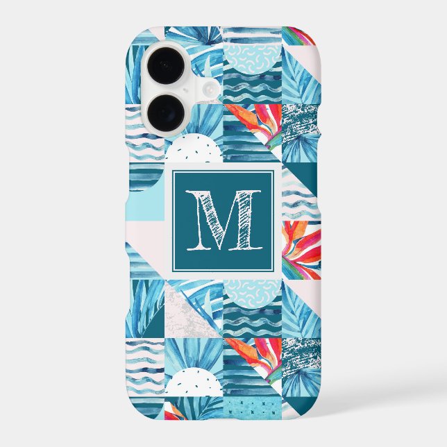 Tropical Teal Geometric Abstract Pattern Iphone Case (Back)