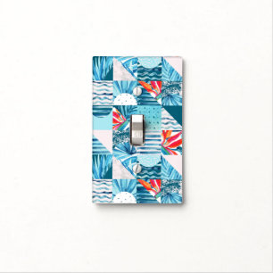 Tropical Teal Geometric Abstract Pattern Light Switch Cover