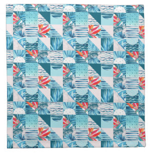 Tropical Teal Geometric Abstract Pattern Napkin