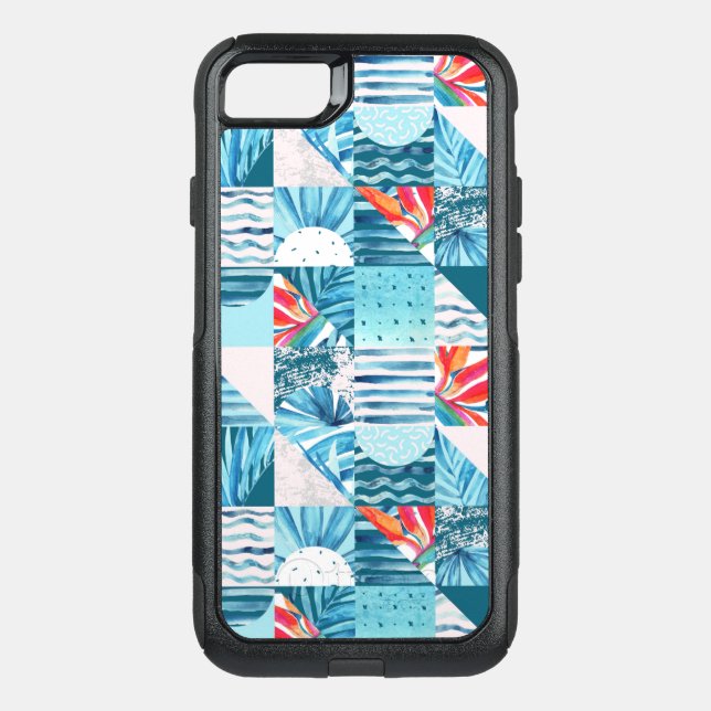 Tropical Teal Geometric Abstract Pattern Otterbox iPhone Case (Back)