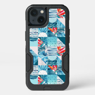 Tropical Teal Geometric Abstract Pattern iPhone 13 Case