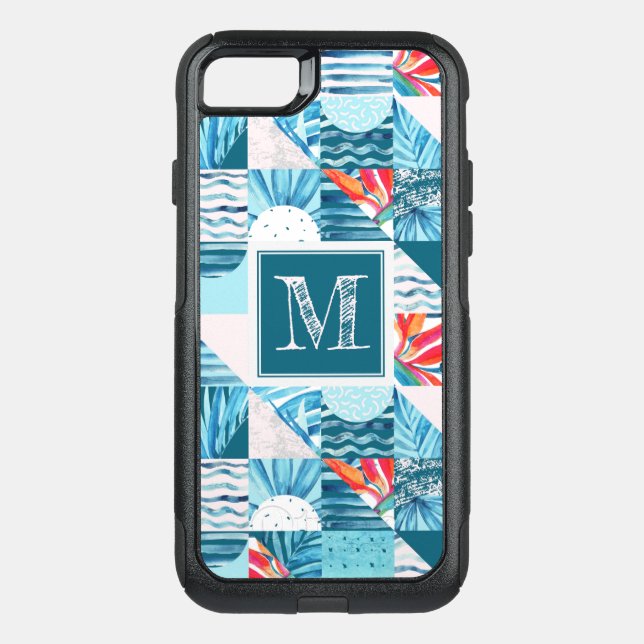 Tropical Teal Geometric Abstract Pattern Otterbox iPhone Case (Back)