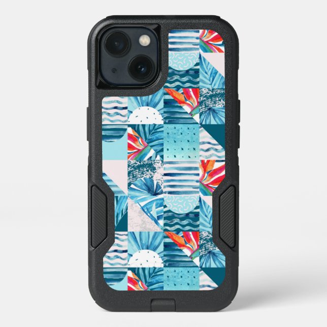 Tropical Teal Geometric Abstract Pattern Otterbox iPhone Case (Back)