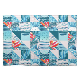 Tropical Teal Geometric Abstract Pattern Placemat