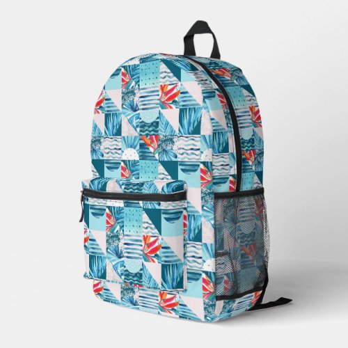 Tropical Teal Geometric Abstract Pattern Printed Backpack