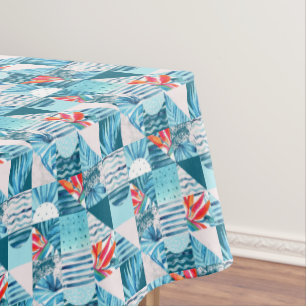 Tropical Teal Geometric Abstract Pattern Tablecloth