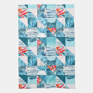 Tropical Teal Geometric Abstract Pattern Towel