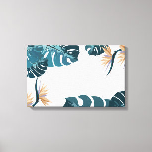 Tropical Teal Palm Background Canvas Print