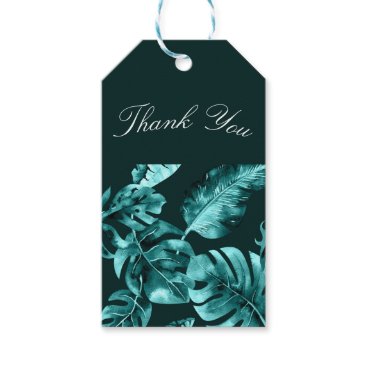 Tropical Teal Palm Leaves Island Wedding Favor Gift Tags Tropical Teal Palm Leaves Island Wedding Favor Gift Tags