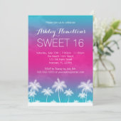 Tropical Teal Pink Sweet 16 Birthday Invitation (Standing Front)