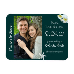 Tropical Teal Save the Date Flat Photo Magnet
