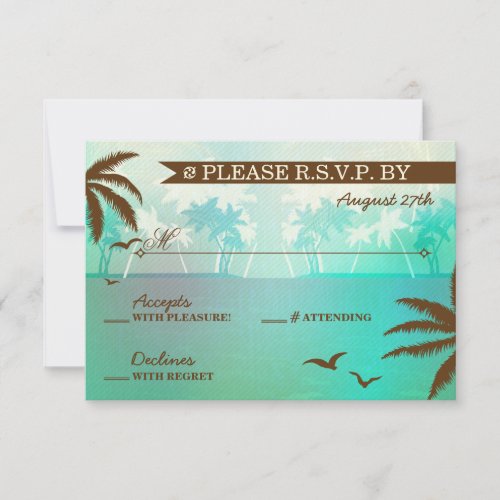 Tropical Teal Scenic Beach Wedding RSVP