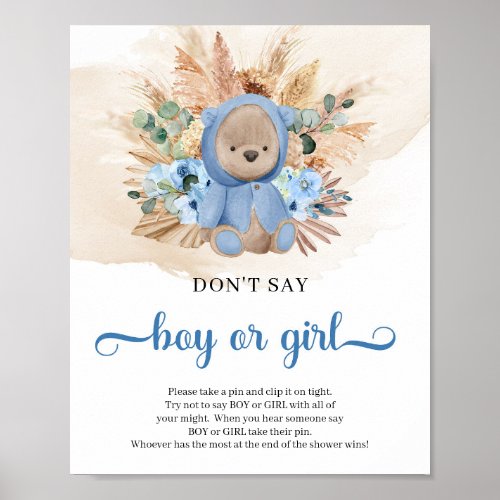 Tropical teddy bear pampas Dont Say BOY or GIRL Poster