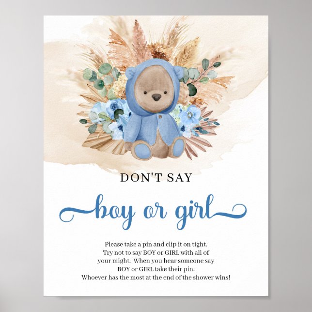 Tropical teddy bear pampas Don’t Say BOY or GIRL Poster (Front)