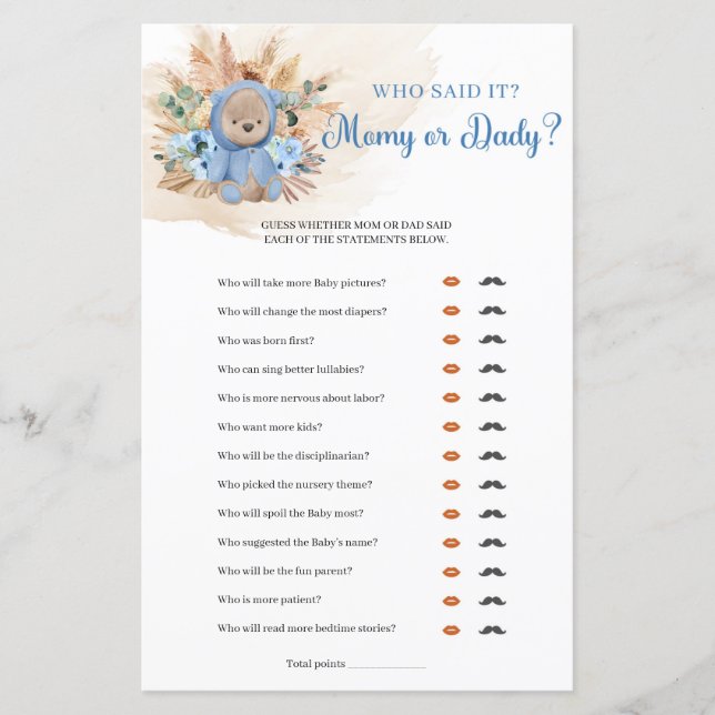 Tropical teddy bear pampas grass Mommy or Daddy  (Front)