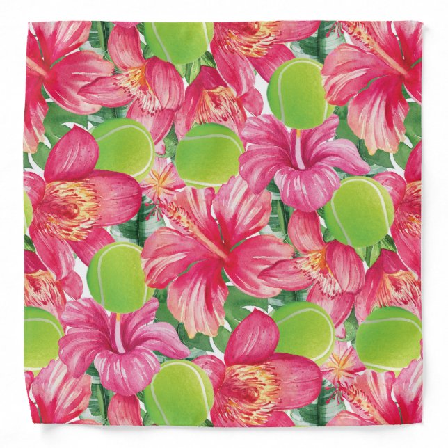 🌺🌴Tropical tennis with hibiscus,  Bandana (Front)
