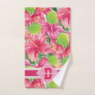 🌺🌴Tropical tennis with hibiscus,  with name Hand Towel
