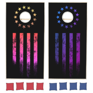 Tropical Tequila Sunrise 13 Star American Flag Cornhole Set