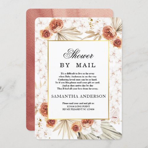 Tropical Terracotta Dried Palm Leaf  Flower Frame Invitation