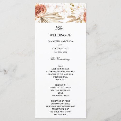 Tropical Terracotta Dried Palm Leaf  Flower Frame Menu