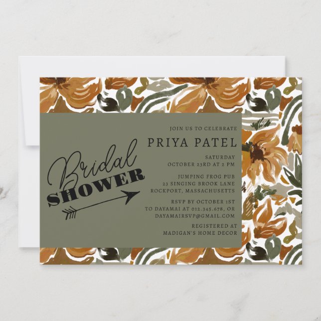 Tropical Terracotta Neutral Boho Bridal Shower Invitation (Front)
