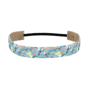 Tropical Texture With Toucans and Hummingbirds Athletic Headband