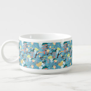 Tropical Texture With Toucans and Hummingbirds Bowl